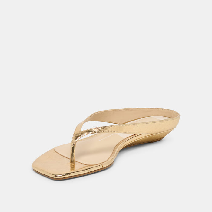 GIZEL SANDALS GOLD CRINKLE PATENT