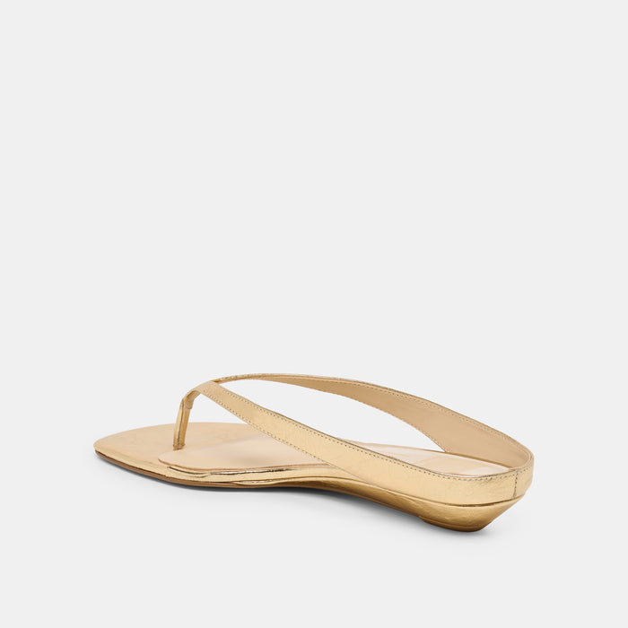 GIZEL SANDALS GOLD CRINKLE PATENT