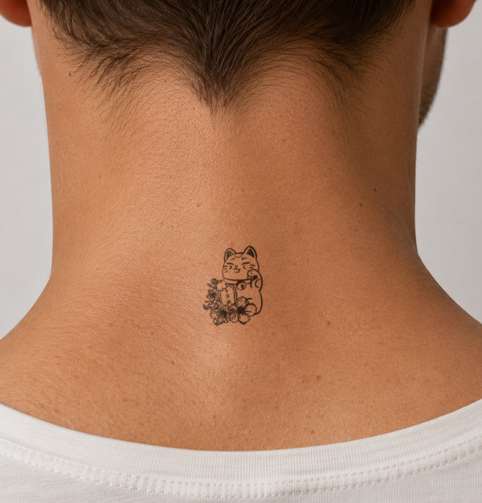 Glücks Winkekatze Tattoo