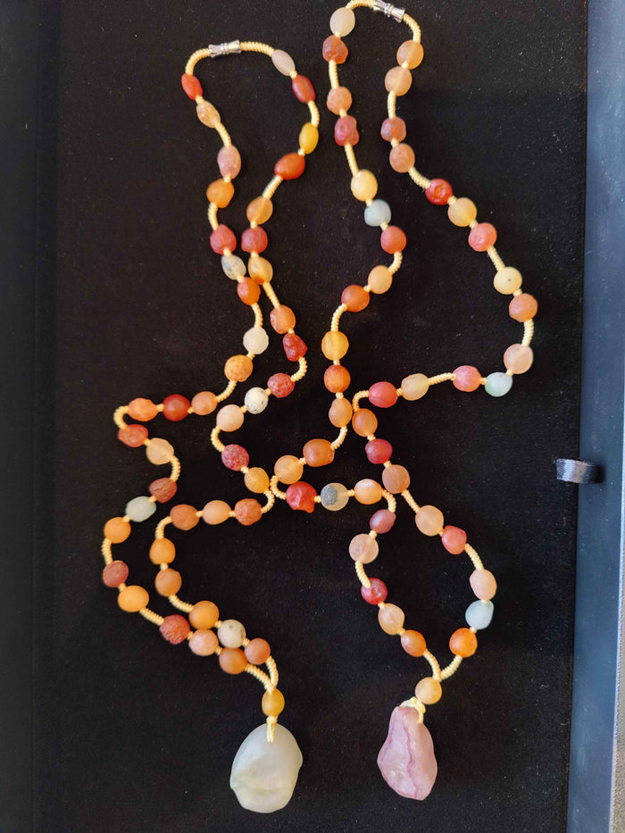 Gobi Desert Agate Bead Necklace with Agate Pendant - Smokin Resin Company