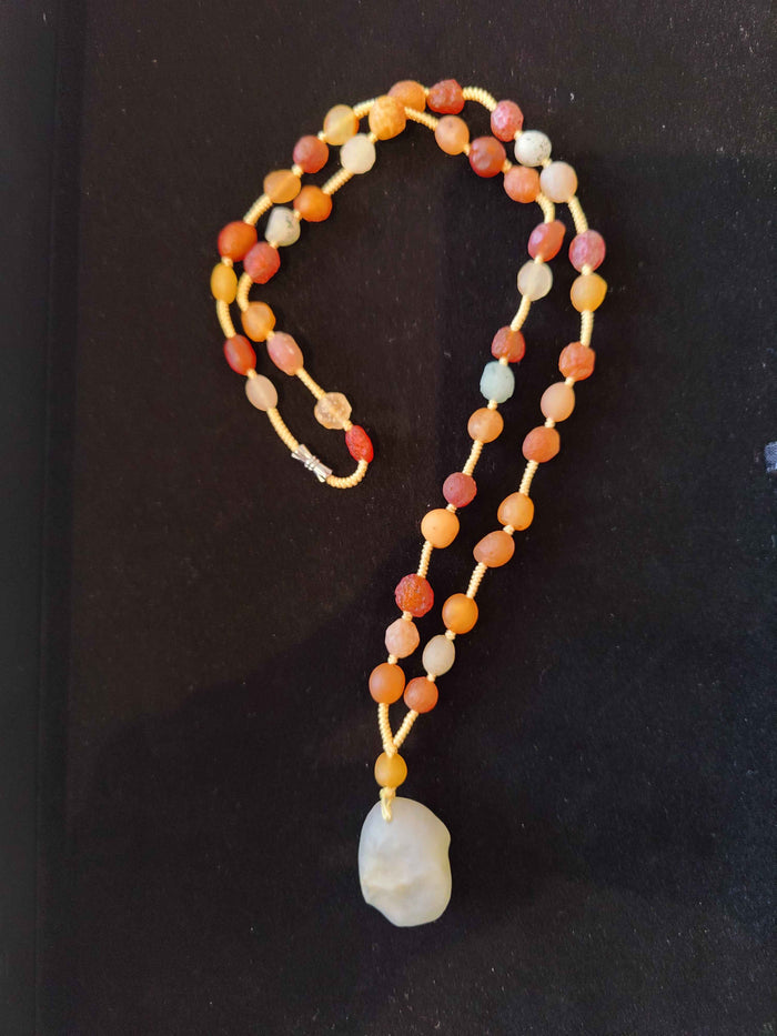 Gobi Desert Agate Bead Necklace with Agate Pendant - Smokin Resin Company
