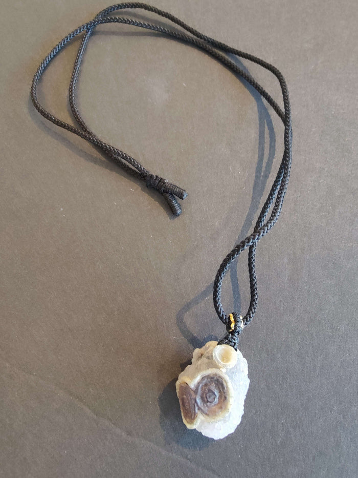 Gobi Desert Eye Agate Pendant on Black Cord Necklace - Smokin Resin Company