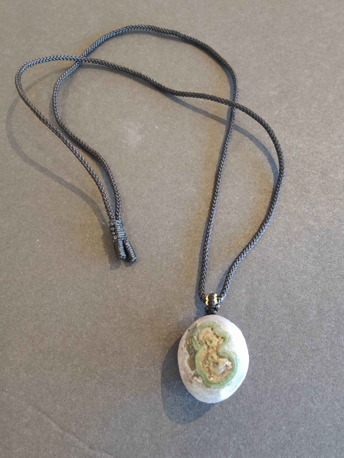 Gobi Desert Eye Agate Pendant on Black Cord Necklace - Smokin Resin Company