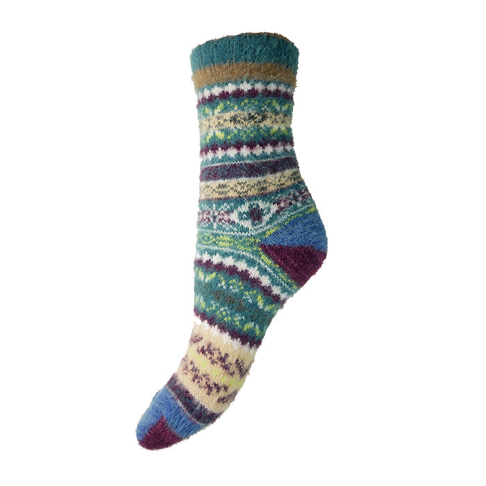 Green and blue patterned Cosy socks