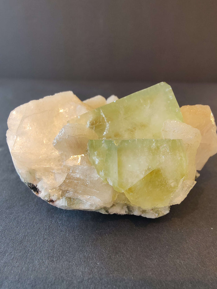 Green Apophyllite Cubes with Peach Stilbite Specimen 157g - Smokin Resin Company