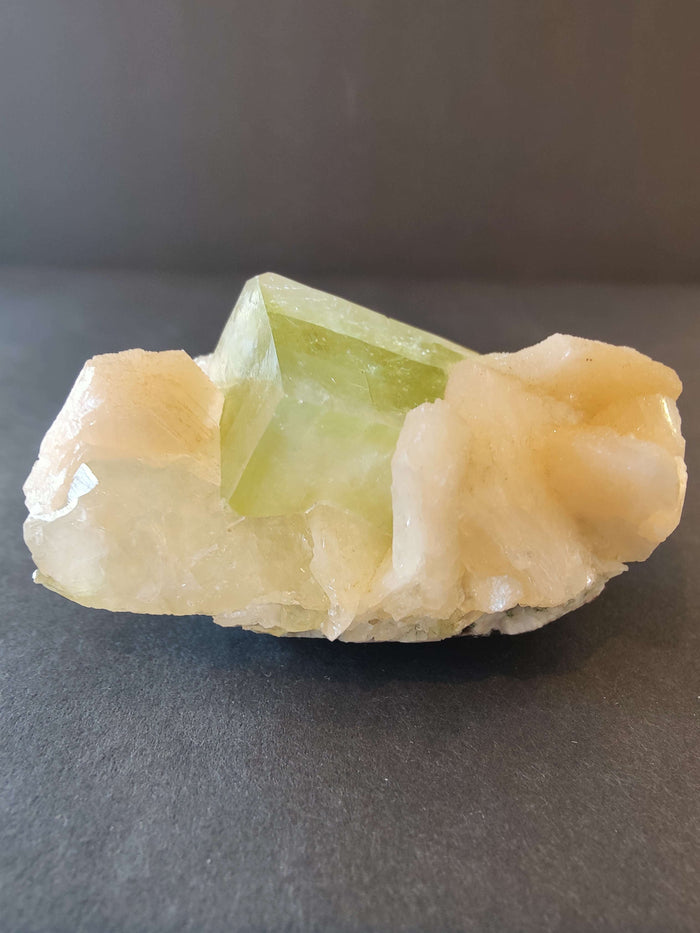 Green Apophyllite Cubes with Peach Stilbite Specimen 157g - Smokin Resin Company
