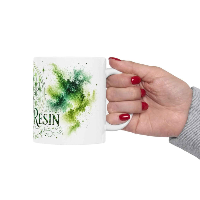 Green Flower of Life Ceramic Mug