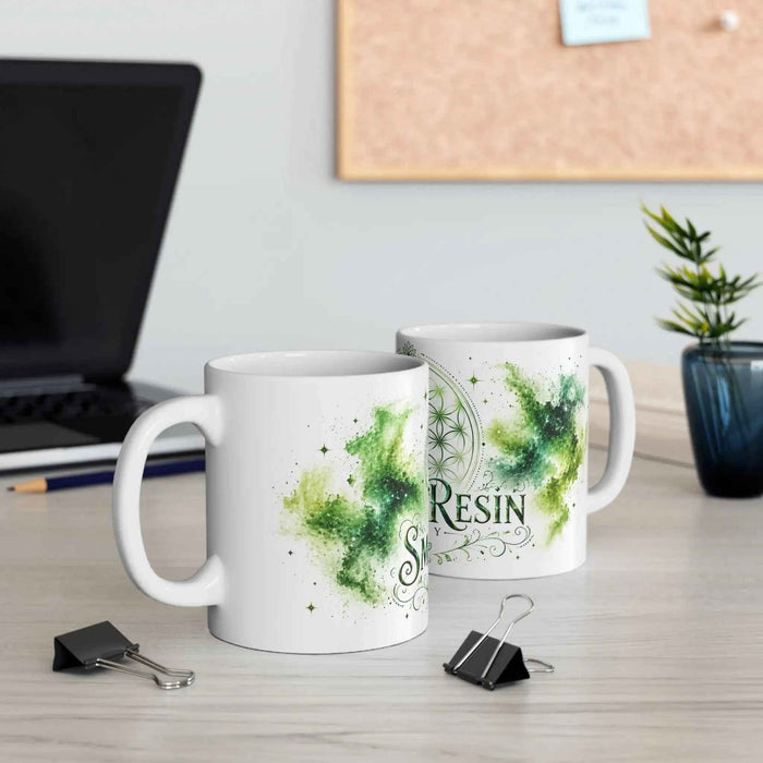 Green Flower of Life Ceramic Mug