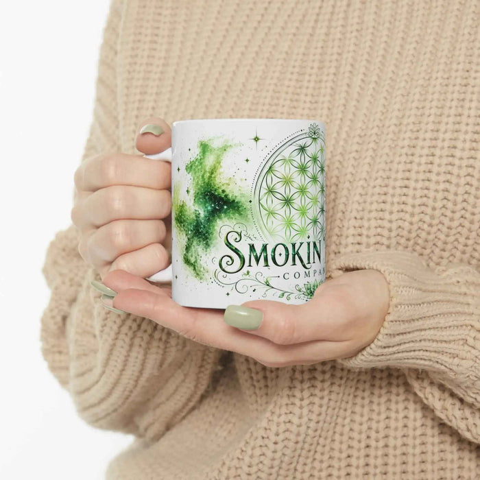 Green Flower of Life Ceramic Mug
