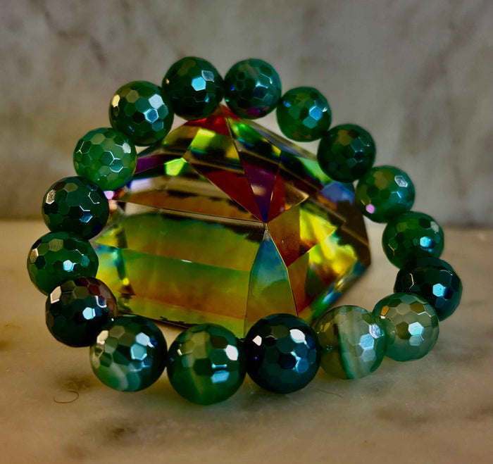 Green Goddess Mystic Banded Agate Bracelet - Smokin Resin Company