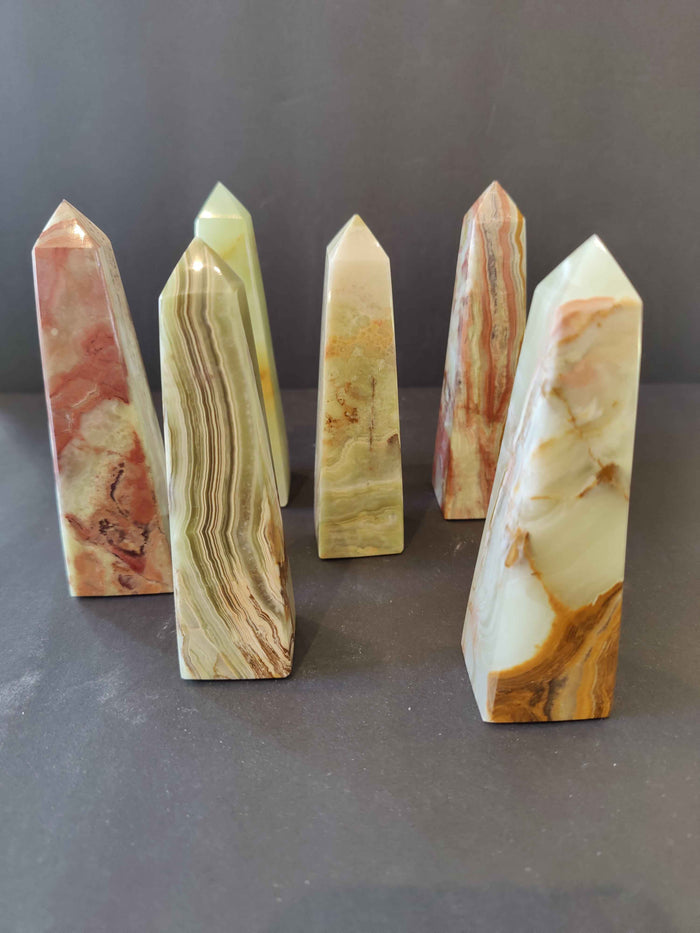 Green Onyx Obelisk Tower Sculpture 5" - Smokin Resin Company