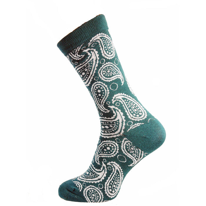 Green Paisley Bamboo crew socks