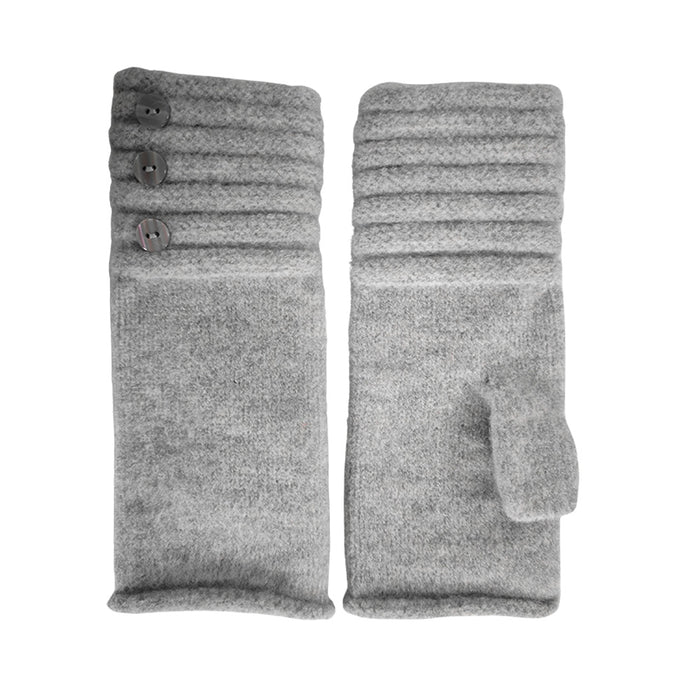 Grey Fingerless gloves with buttons
