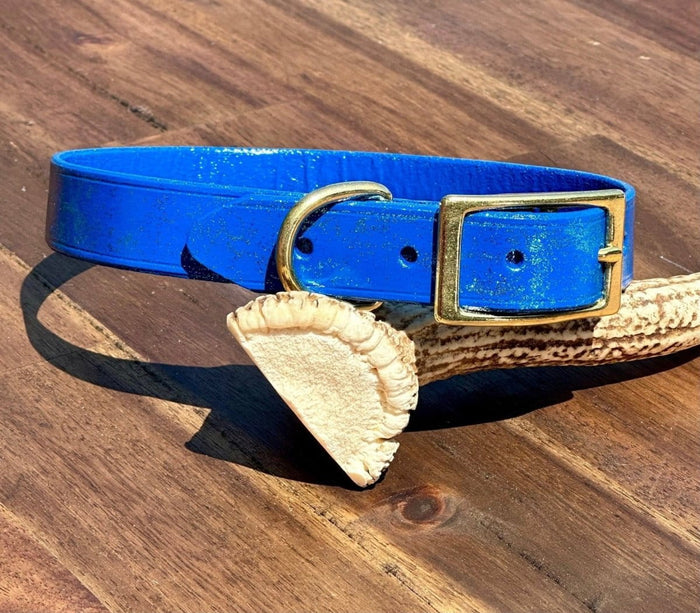 Dogtraining101 Puppy Hand Painted Leather - Glitter Blue