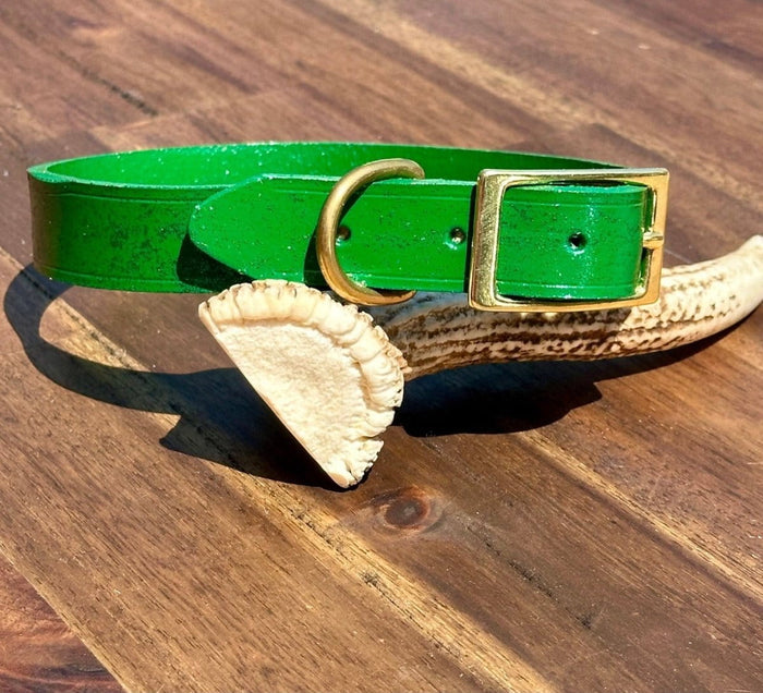 Dogtraining101 Puppy Hand Painted Leather - Glitter Dark Green