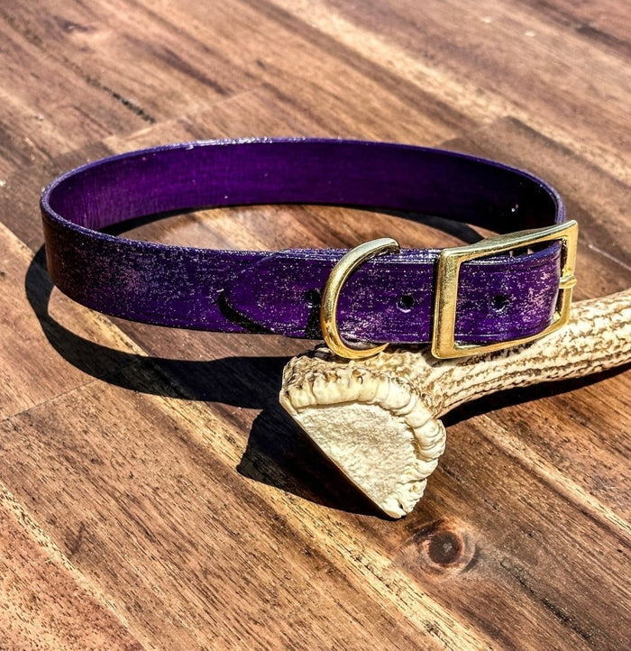 Dogtraining101 Puppy Hand Painted Leather - Glitter Dark Purple