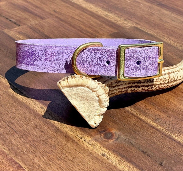 Dogtraining101 Puppy Hand Painted Leather - Glitter Lilac