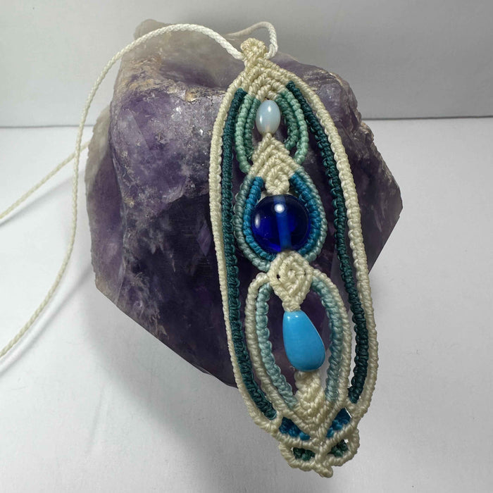 Hand-woven Macrame Necklace Glass Beads - Smokin Resin Company