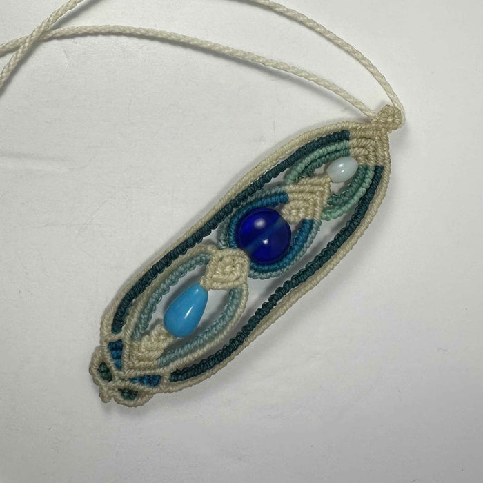 Hand-woven Macrame Necklace Glass Beads