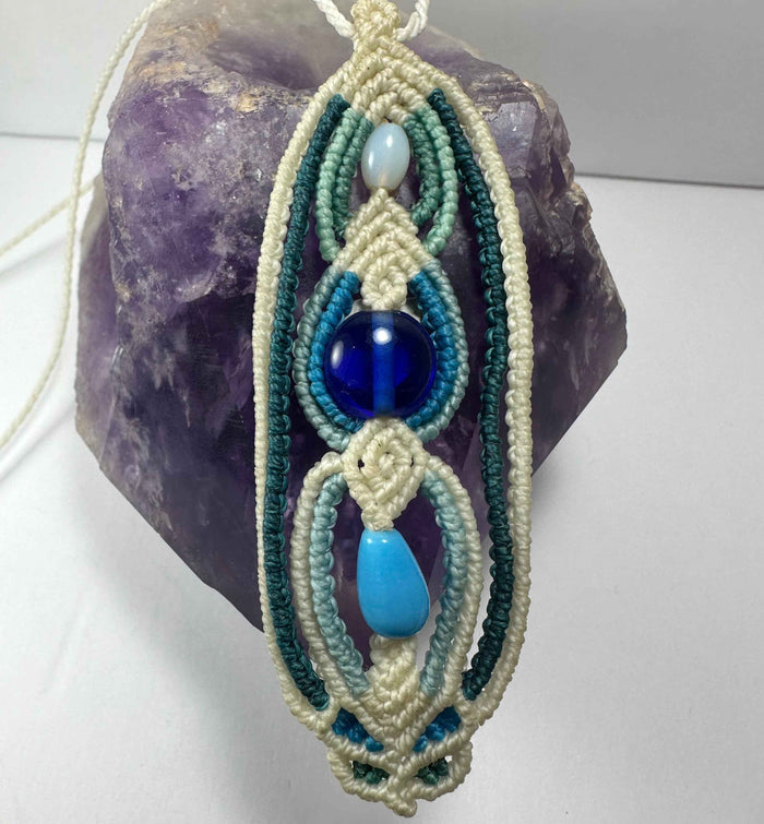Hand-woven Macrame Necklace Glass Beads - Smokin Resin Company
