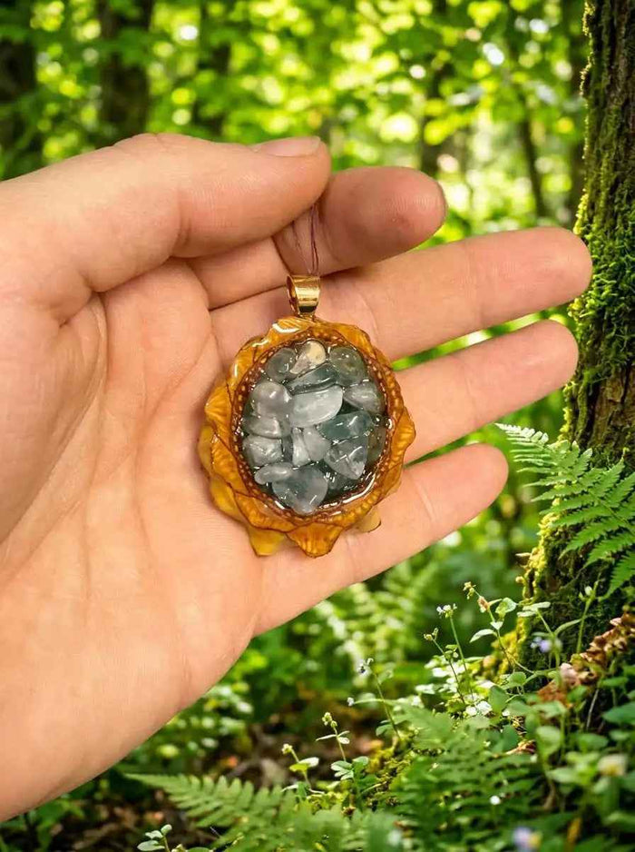 Handmade Crystal Chip Pendant | Unique PNW Resin Jewelry for Effortless Style