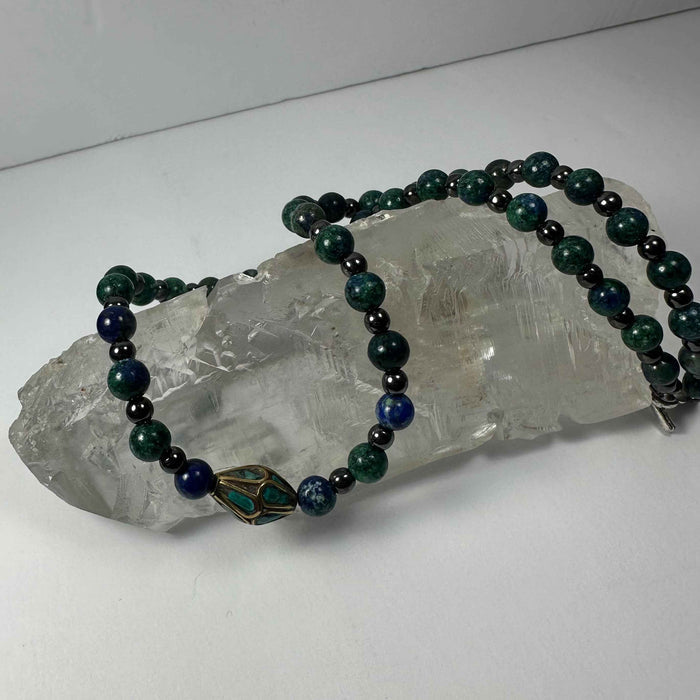 Handmade Tibetan Brass & Turquoise Necklace - Smokin Resin Company