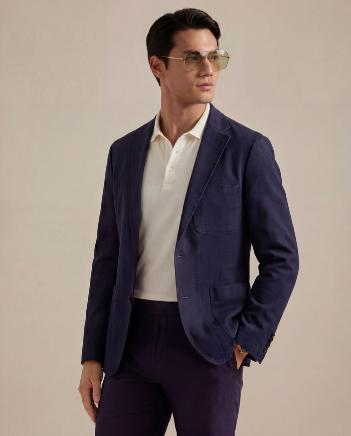 Navy Cotton Twill / Made to Measure / Standard