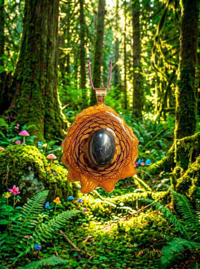 Hematite Pinecone Pendant: Embrace Nature's Energy with Handmade Resin Jewelry