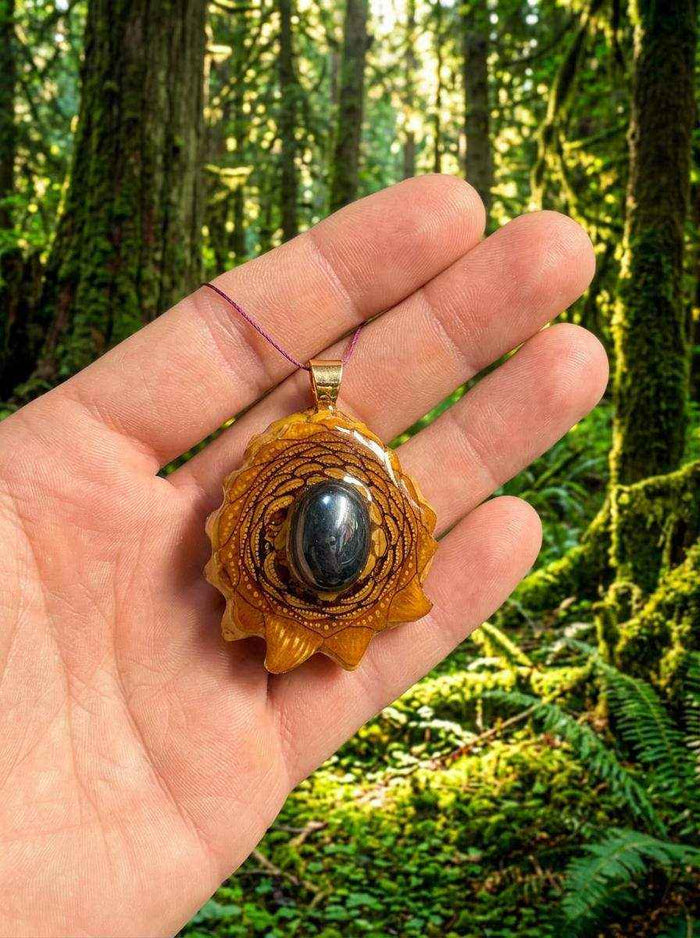 Hematite Pinecone Pendant: Embrace Nature's Energy with Handmade Resin Jewelry