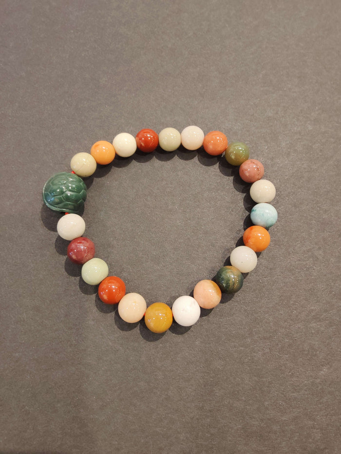 Jasper Multi-Color Bead Bracelet with Animal Charm - Smokin Resin Company