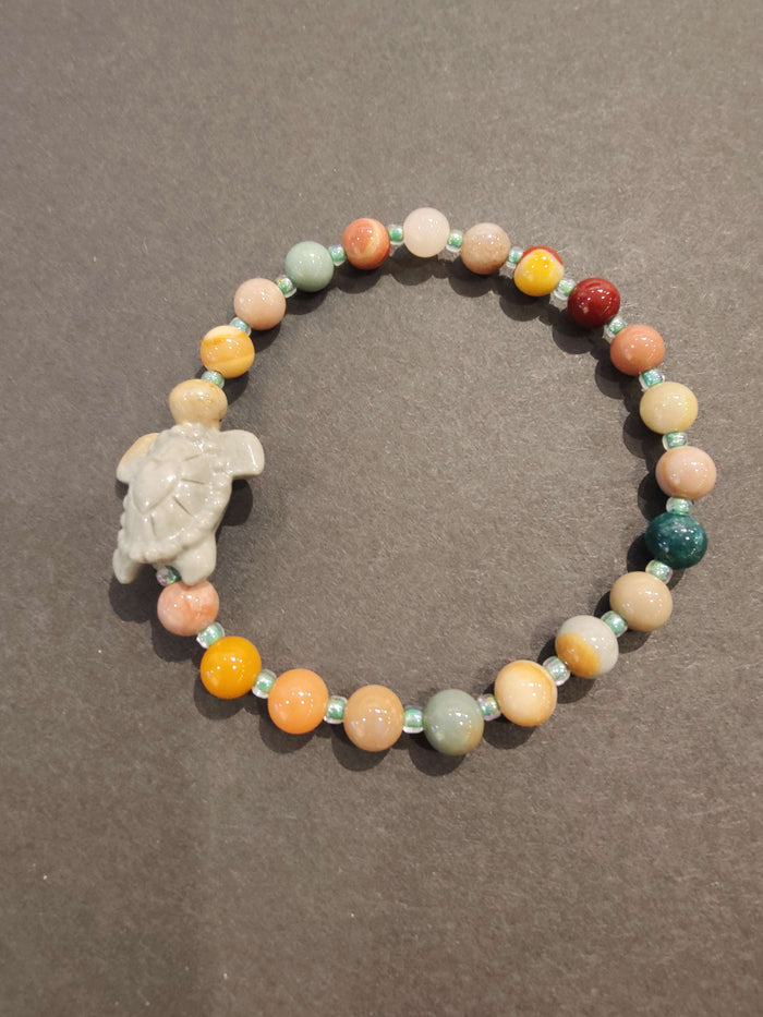 Jasper Multi-Color Bead Bracelet with Animal Charm - Smokin Resin Company