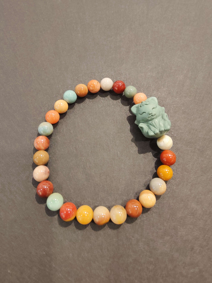 Jasper Multi-Color Bead Bracelet with Animal Charm - Smokin Resin Company