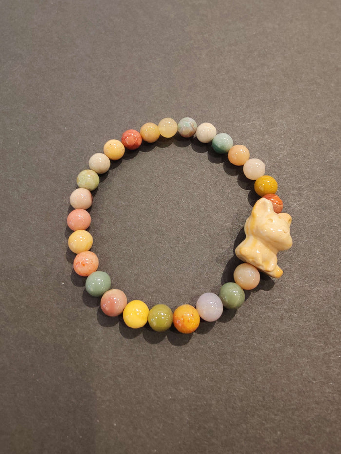 Jasper Multi-Color Bead Bracelet with Animal Charm - Smokin Resin Company