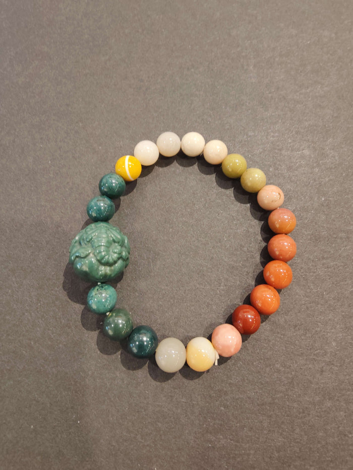 Jasper Multi-Color Bead Bracelet with Animal Charm - Smokin Resin Company