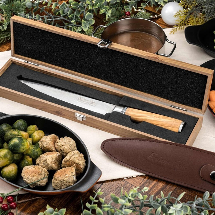 Katana Saya Olive Wood Handled Carving Knife 20cm (Kso-15)