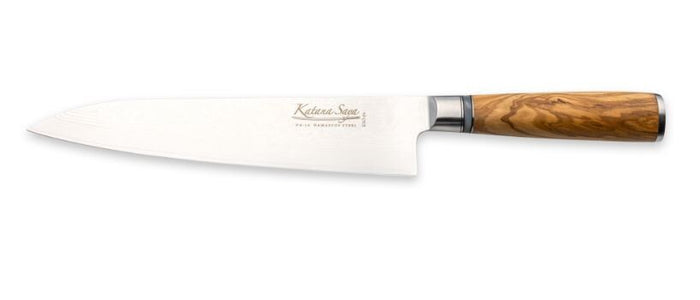 Katana Saya Olive Wood Handled Gyuto Knife 20cm (Kso-04)