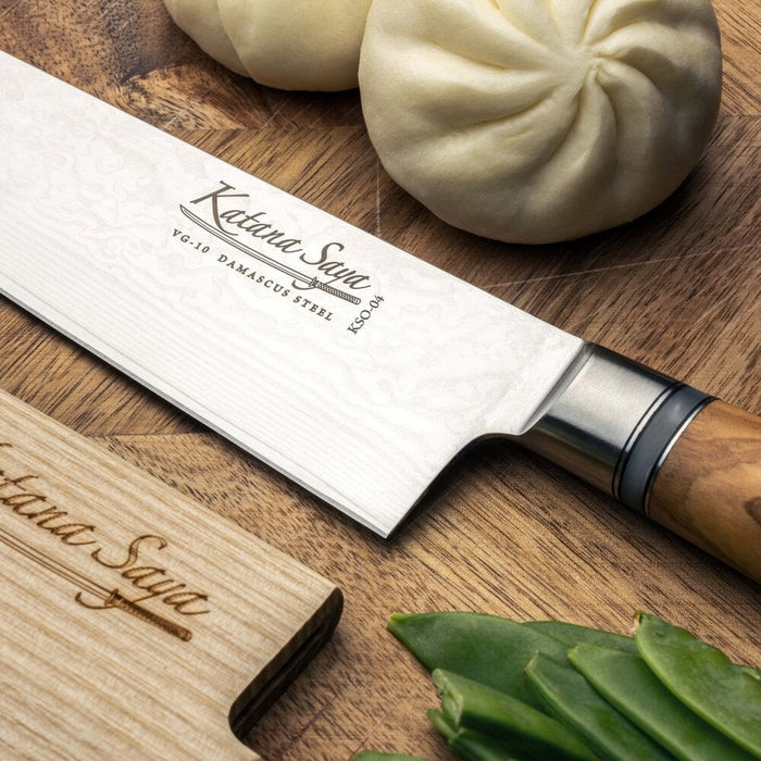 Katana Saya Olive Wood Handled Gyuto Knife 20cm (Kso-04)