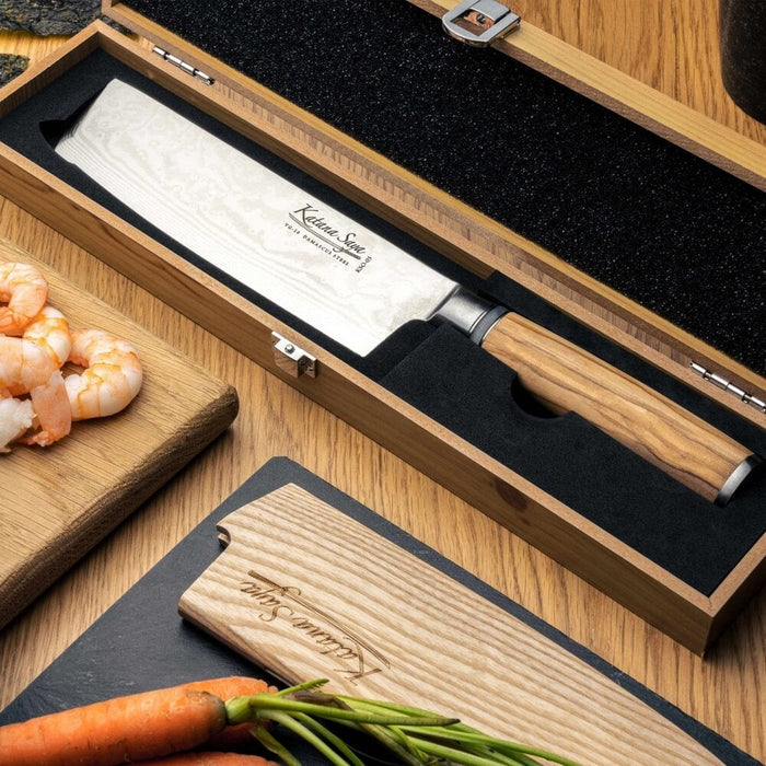 Katana Saya Olive Wood Handled Nakiri Knife 18cm (Kso-03)