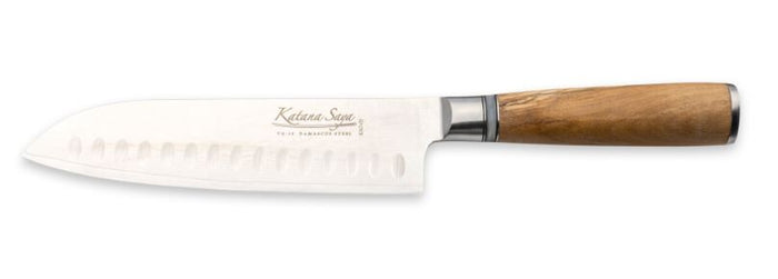 Katana Saya Olive Wood Handled Santoku Knife 18cm (Kso-02)