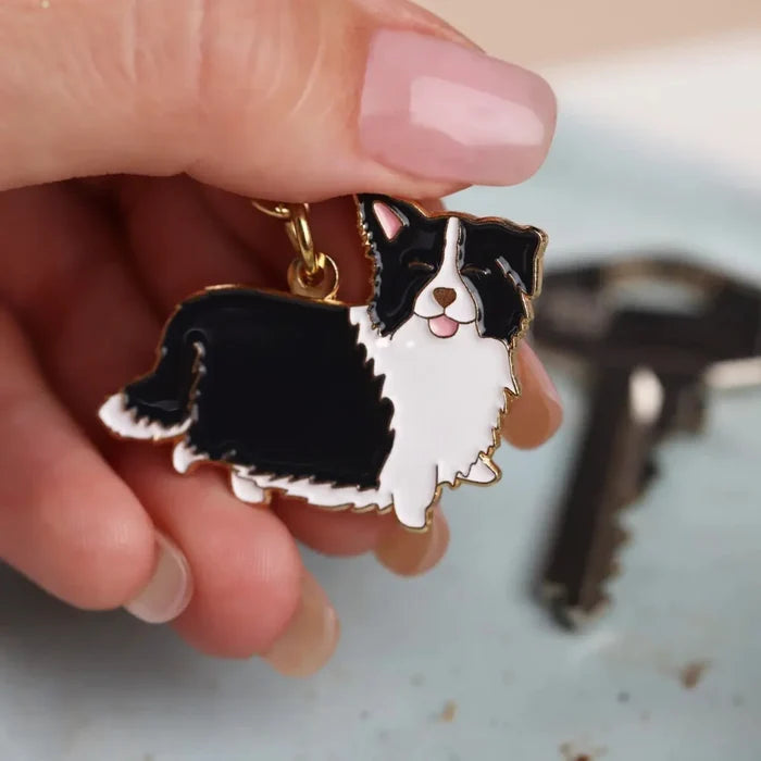Novelty Keyring - Border Collie  - Black/White