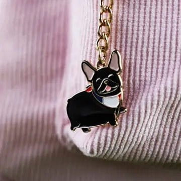 Novelty Keyring - Frenchie  - Black