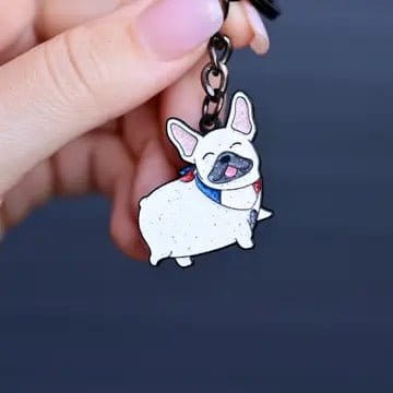 Novelty Keyring - Frenchie  - White