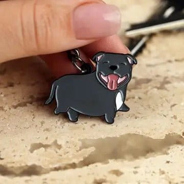 Novelty Keyring - Staffie - Blue