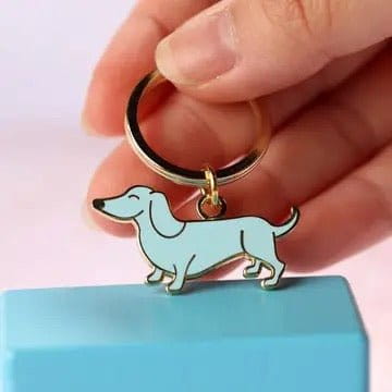 Novelty Keyring  - Weiner (Dachshund) - Baby Blue