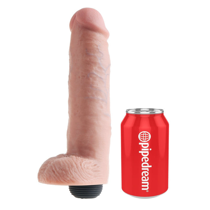 King Cock 10 In Squirting Cock W- Balls Light Intimates Adult Boutique