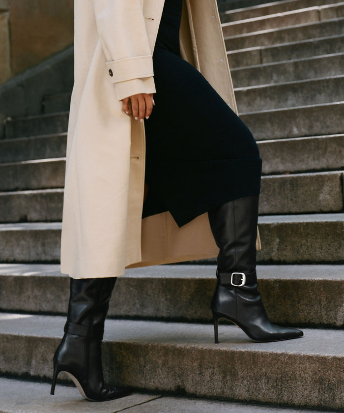 KINZY BOOTS BLACK LEATHER