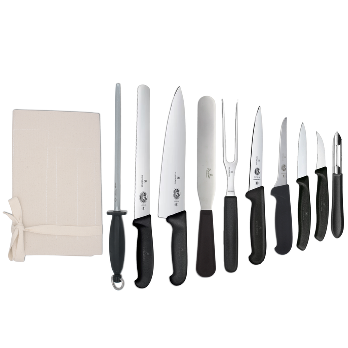 Knife Set Victorinox Large With 25cm Cooks Knife In Cotton Wallet