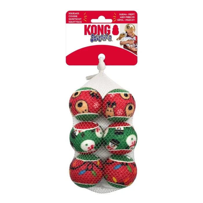 Kong KONG Christmas Air Squeaker Balls  6pack Med
