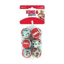 Kong KONG Christmas Air Squeaker Balls Medium Dog Toy 6 Pack***