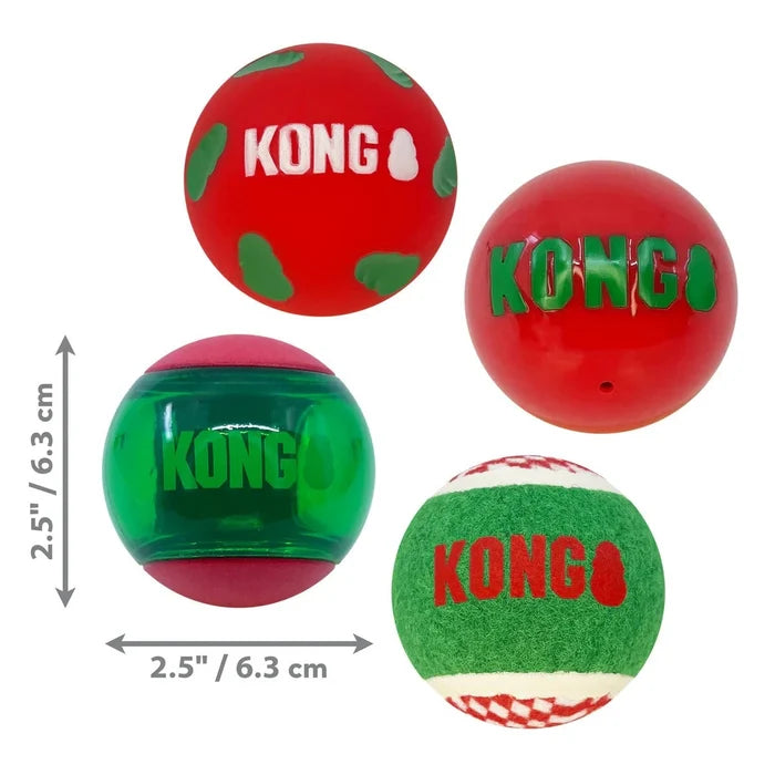 Kong Kong / Xmas / Occasions KONG Holiday Occasion Balls - 4 Pack Medium
